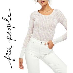 Free People NWT Spaced Out Pink Combo Knit Sweater -‎ Size S